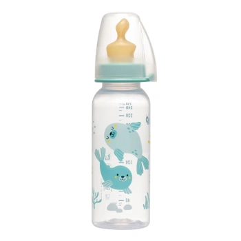 NIP Family Biberon din plastic, verde, tetina anatomică, anti-colici, latex, flux M, mărimea 2, (6+l