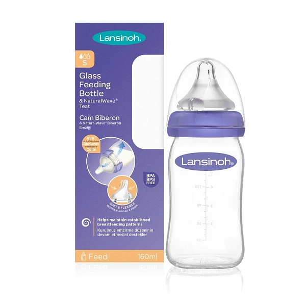 Lansinoh Biberon din sticla tetina silicon,flux lent,0% BPA,0+,160ml (77140) Lansinoh Biberon din sticla tetina silicon,flux lent,0% BPA,0+,160ml (77140)