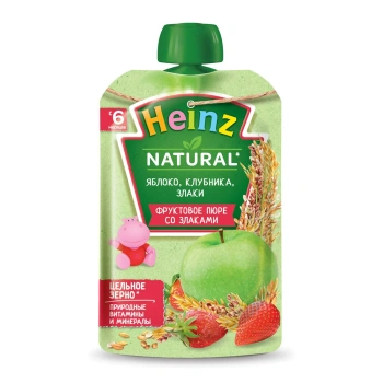 Heinz Pireu din cereale,mere și căpșuni 90g