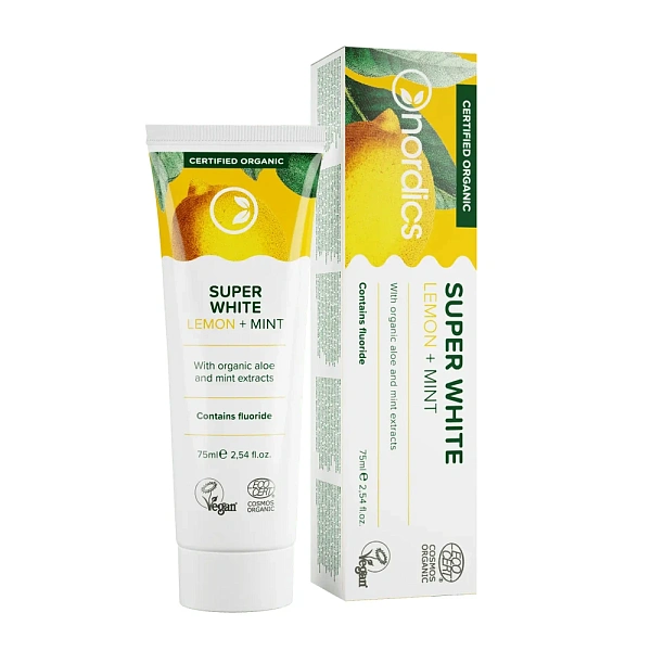 Nordics Organic Pastă de dinți Whitening lamaie+menta 75ml