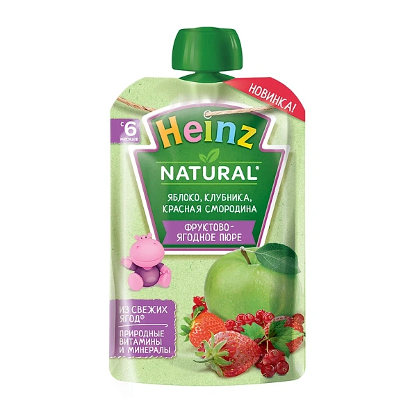 Heinz Pireu mere, căpșuni, coacăză rosie 90g, 6 luni