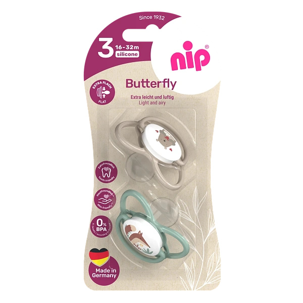 NIP Butterfly F Suzetă silicon, mărimea 3 (16-32luni) N2
