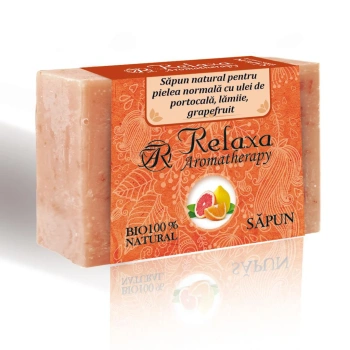 Sapun solid Relaxa cu ulei de portocala, lamiie, grapefruit pentru piele normala, 80gr