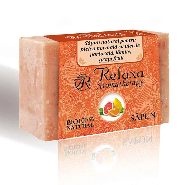 Sapun solid Relaxa cu ulei de portocala, lamiie, grapefruit pentru piele normala, 80gr