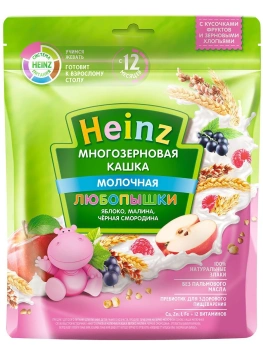 Heinz Terci din cereale cu lapte mere, zmeură, coacăză 200g