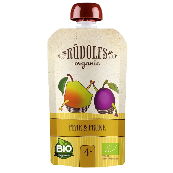 Rudolfs Organic Pouch Pere și prune 110g (4+) Rudolfs Organic Pouch Pere și prune 110g (4+)