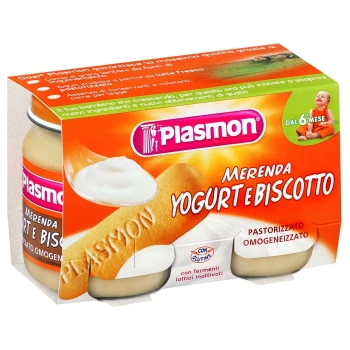 Plasmon Piure din iaurt cu biscuiti, +6luni, 2x120 g