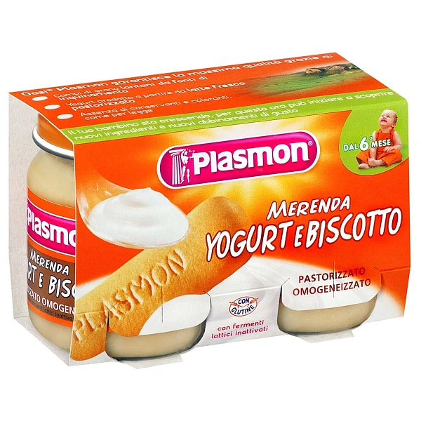 Plasmon Piure din iaurt cu biscuiti, +6luni, 2x120 g Plasmon Piure din iaurt cu biscuiti, +6luni, 2x120 g