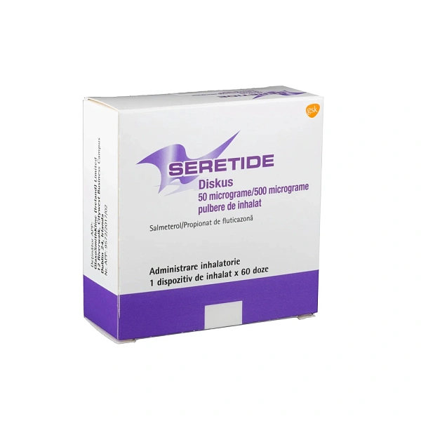 Seretide Accuhaler diskus 50/500mcg 60doze pulbere inhalat.