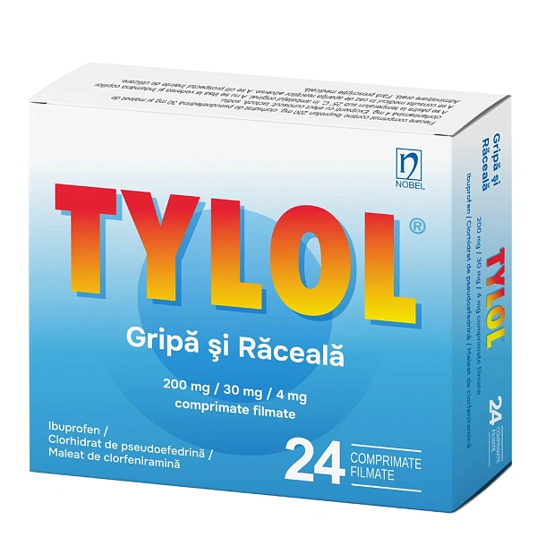 Tylol Gripă și răceală (200mg/30mg/4mg) comp.film. N24