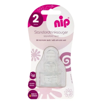 NIP Standard Tetina silicon anatomică, anti-colic, mărimea 2 (6+luni) flux M N2