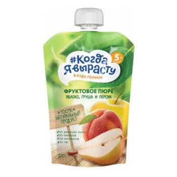 Kogda ea virostu Pireu mere, piersic, pere 220g