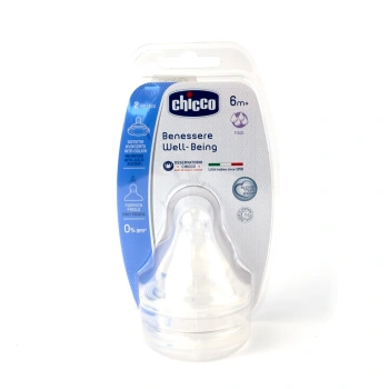 Chicco Tetină Physiologic anticolici,silicon,flux terci, 6+, 2 buc (208552)