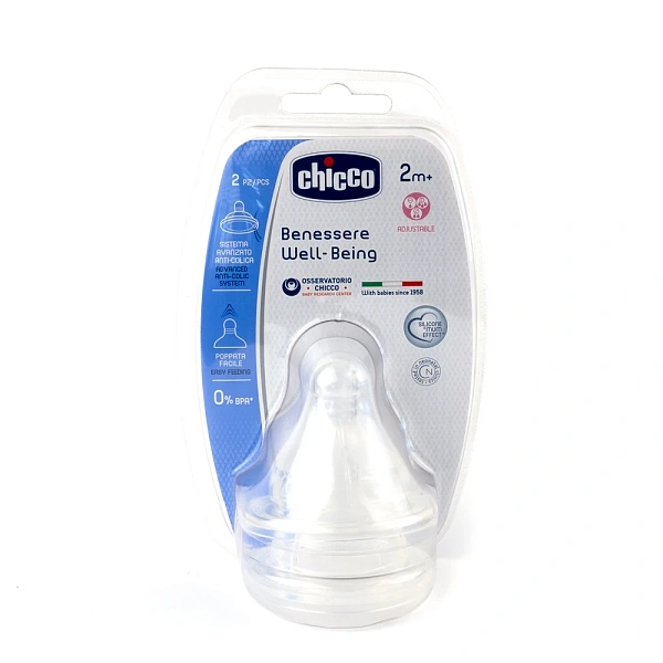 Chicco Tetină Physiologic anticolici, silicon, flux reglabil, 2+, 2buc (208332)