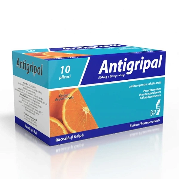 Antigripal cu gust de portocala pulb./sol.orala N10