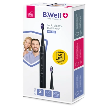 B.Well Sonic Perie electrică neagră (2 perii, USB cablu, husa) (PRO-850)