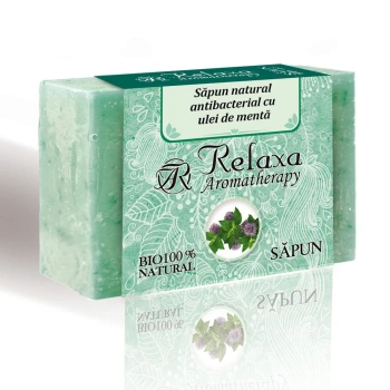 Sapun solid Relaxa corp natural antibacterian cu ulei de mentă, 80gr