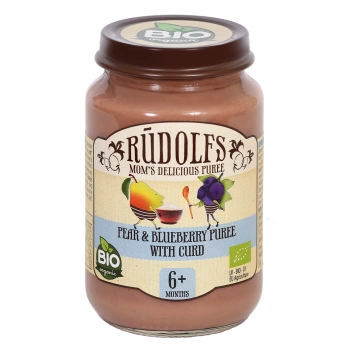 Rudolfs Organic Piure Pere și afine cu brânză 190g (6+)