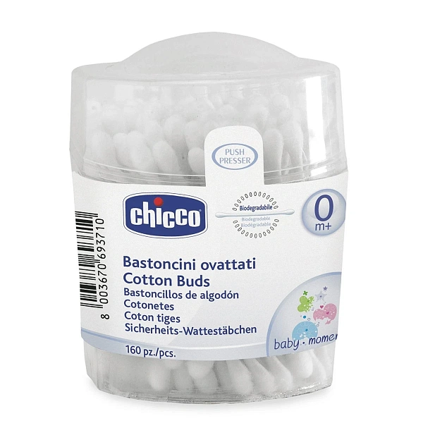 Chicco Bețișoare cu vată hidrofilă cu aparatoare, 0+,N63 (647163)