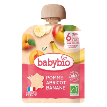 Babybio Pouch din mere, caise și banane (6+) 90g