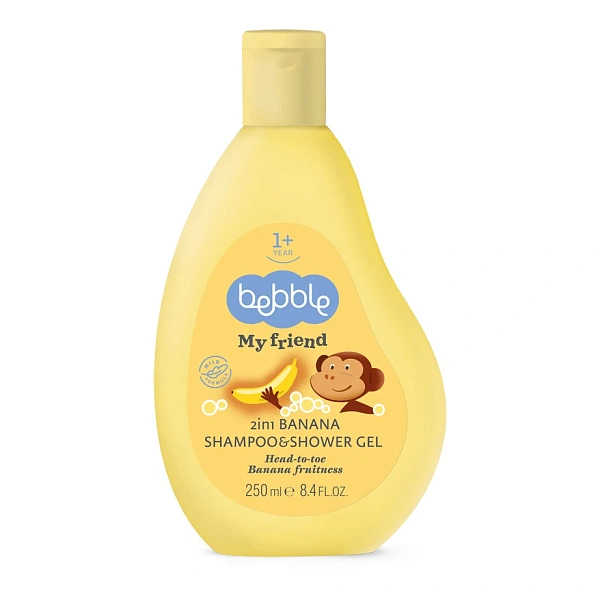 Bebble My Friend Sampon si gel de dus p/u copii 2in1 Banana 1+, 250ml