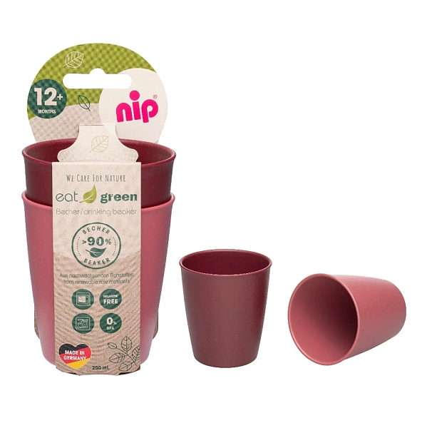 NIP Eat Green Pahar plastic bordo (12+luni) N2 NIP Eat Green Pahar plastic bordo (12+luni) N2