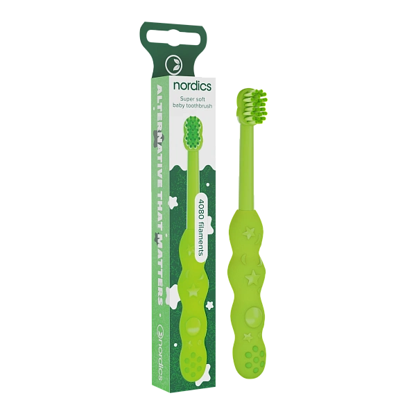 Nordics Periuta de dinți pentru copii Baby Premium moale (verde)