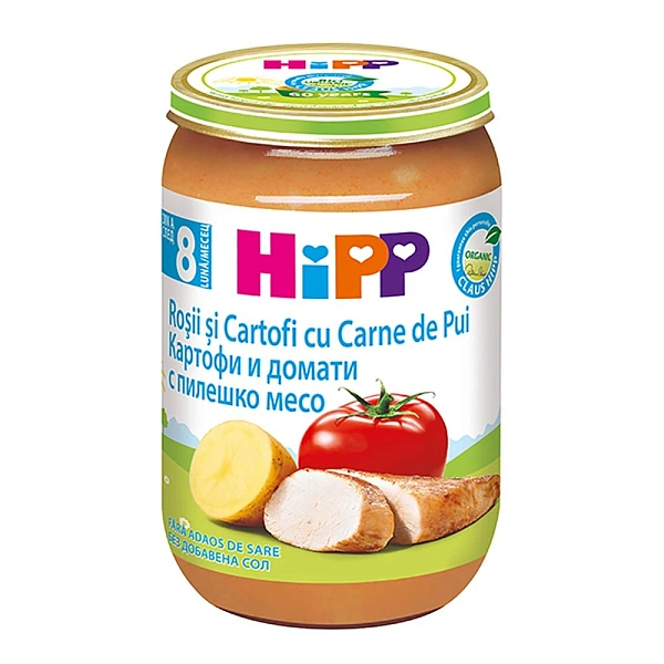 Hipp 6510 Pireu pui,rosii,cartofi (8 luni) 220g Hipp 6510 Pireu pui,rosii,cartofi (8 luni) 220g