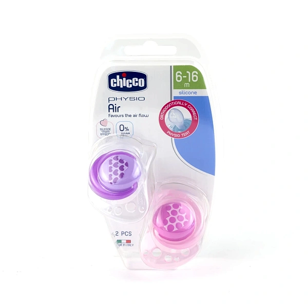 Chicco Suzeta Physio Air silicon p/u fetite, 6+, 2 buc (7503211)