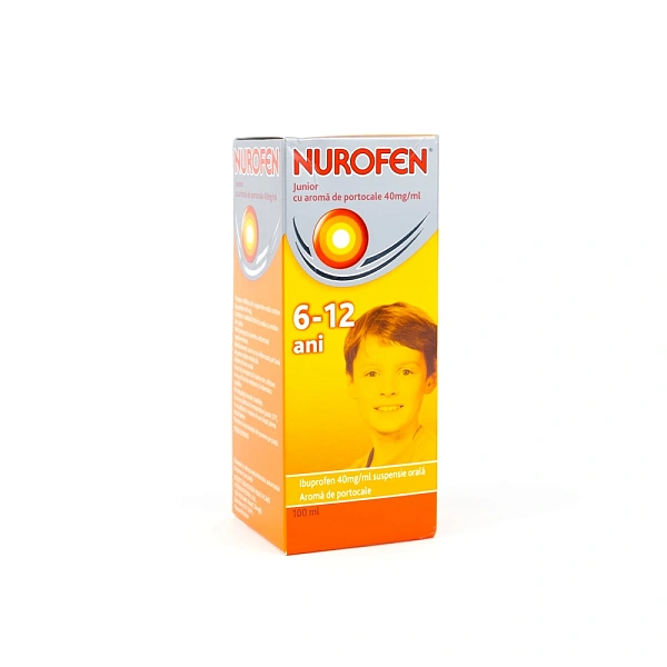 Nurofen Junior cu aroma de portocale 200mg/5ml 100ml susp. orala.