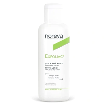 Noreva EXFOLIAC Loțiune 125ml (tratamentul acneei pe corp și suprafețe acoperite cu păr)