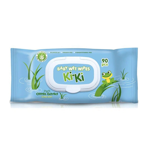 Kiki Baby Servetele umede cu extract de aloe vera si bumbac, 90buc