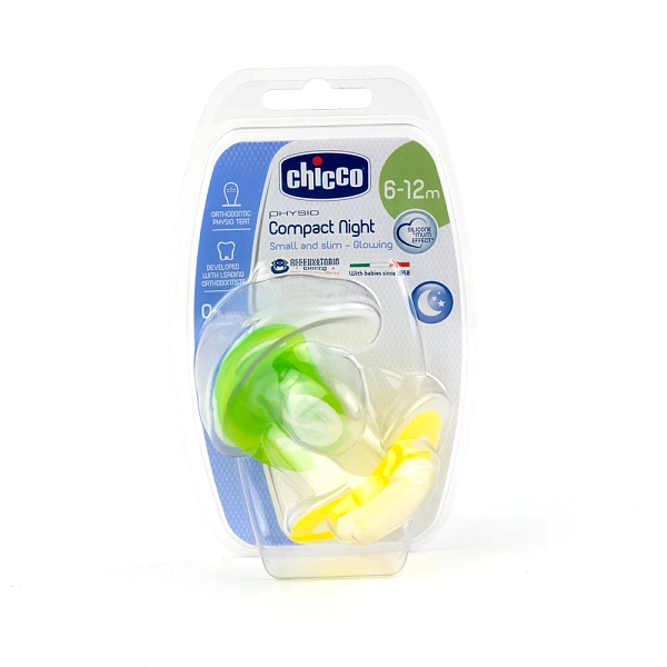 Chicco Suzetă Compact Night ortodontică silicon unisex, 6+, 2 buc (7483241)
