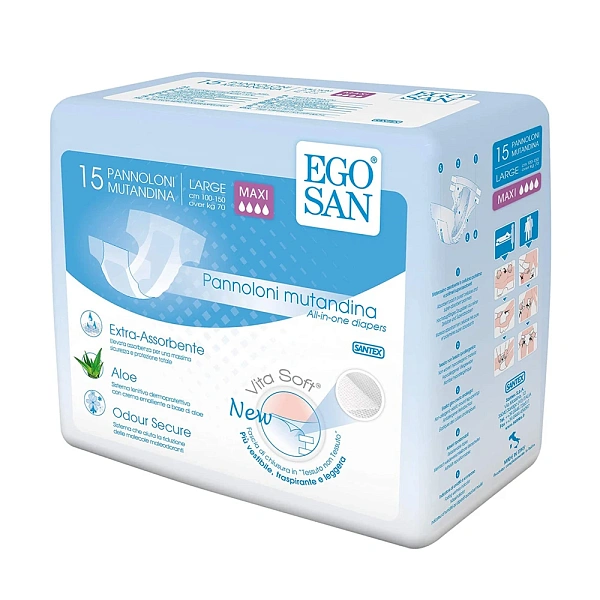 Egosan scutece MAXI, L, > 70 kg, 100 - 150 cm, 15 buc