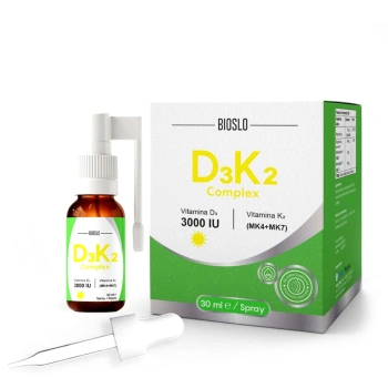 Bioslo Vitamin D3K2 Complex 3000UI 30ml spray bucof./pic.orale cu pipetă