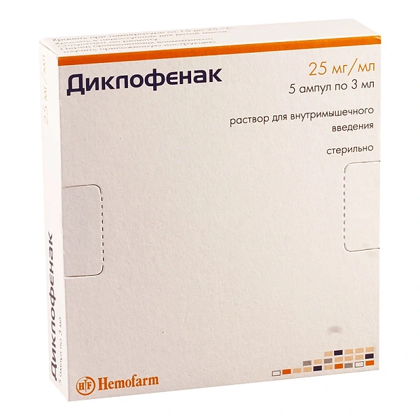Diclofenac 75mg/3ml sol.inj. N5 (Hemofarm)
