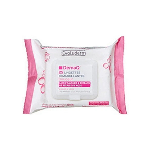 Evoluderm Servețele demachiante cu lapte de migdale și petale de trandafir, 25buc (16277)