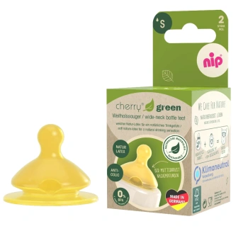 NIP Cherry Green Tetina cu gat larg, latex, anti-colic, universal 0+, flux S N2