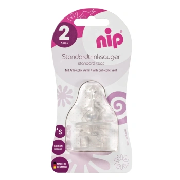 NIP Standard Tetina silicon anatomică, anti-colic, mărimea 2, (6+ luni) flux S N2