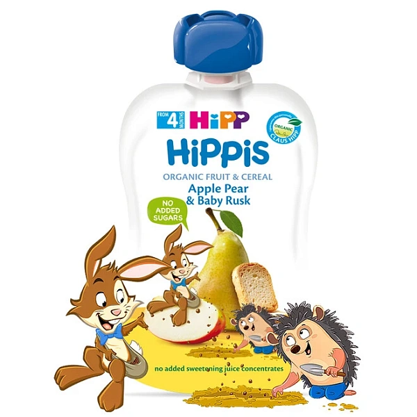 Hipp 8494 Surpriză din fructe măr, pară, pesmeți (4luni) 100g (TVA=20%)