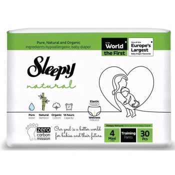 Scutece Sleepy Natural Chiloței 4 Maxi (7-14 kg) N30