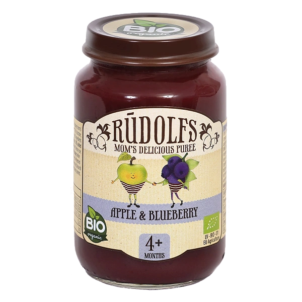 Rudolfs Organic Piure Mere, afine 190g (4+) Rudolfs Organic Piure Mere, afine 190g (4+)