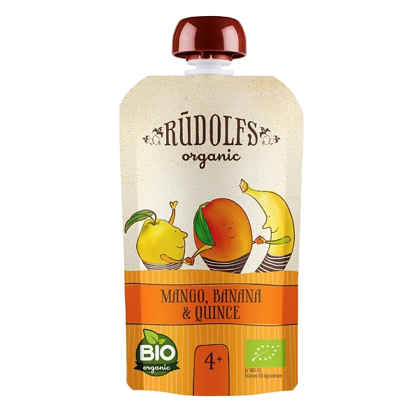 Rudolfs Organic Pouch Mango, banane și gutui 110g (4+) Rudolfs Organic Pouch Mango, banane și gutui 110g (4+)