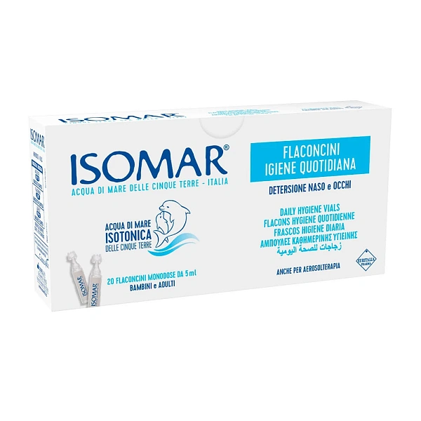 Isomar Monodoze cu apă de mare isotonica pentru igiena zilnică nas-ochi 20x5ml Isomar Monodoze cu apă de mare isotonica pentru igiena zilnică nas-ochi 20x5ml