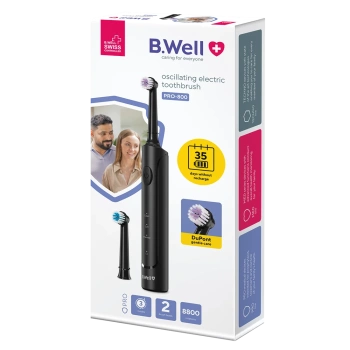B.Well Sonic Perie electrica neagră (2 perii, USB cablu, husă,fără adapter) (PRO-800)