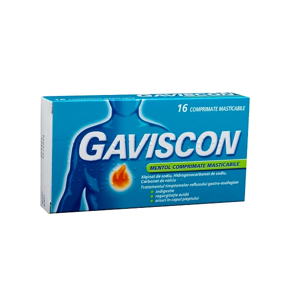 Gaviscon Mentol 250mg+133,5mg+80mg comp. masticab. N8x2
