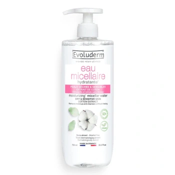 Evoluderm Apă micelară Cotton pentru piele uscată și sensibila (cu pompă) 750ml