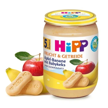 Hipp 4710 Pireu măr,banane,biscuiti și griu (5 luni) 190g