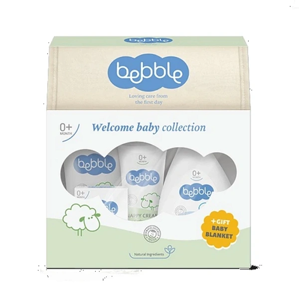Bebble Set Welcome Baby Collection (șampon+cremă și ulei pentru corp+cremă sub scutec+săpun+Cadou)