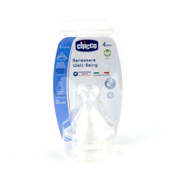 Chicco Tetină Physiologic anticolici, silicon, flux rapid, 4+, 2buc (208452)